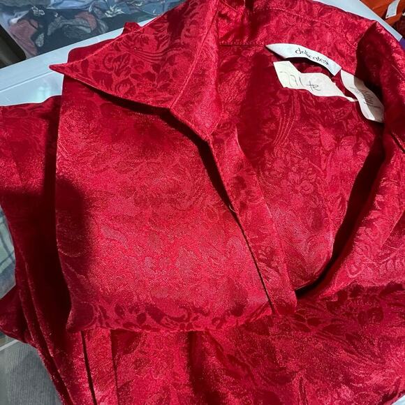 DELICATES 2 piece, women's size S, polyester pajamas set, red satin feel - Picture 1 of 10